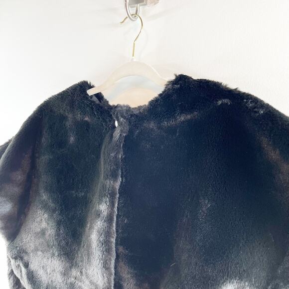 Talbots Faux Fur Cropped Shrug Vest Black Medium - Picture 9 of 15